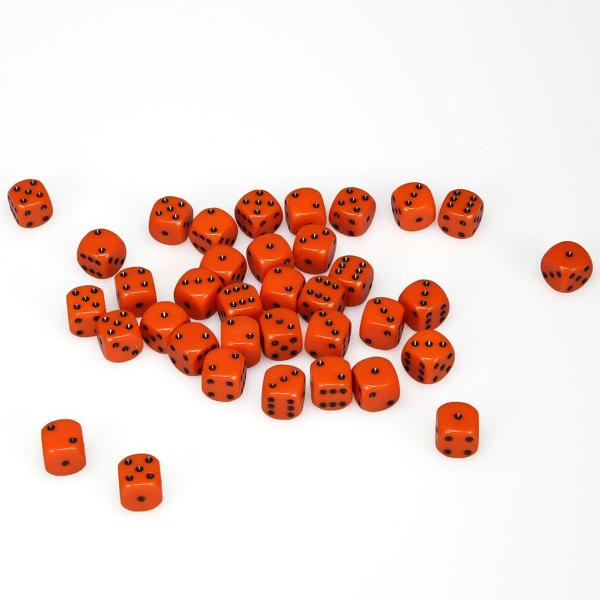 Chessex Opaque Orange/Black 12mm d6 Dice Block (36 dice) Moonveil Games