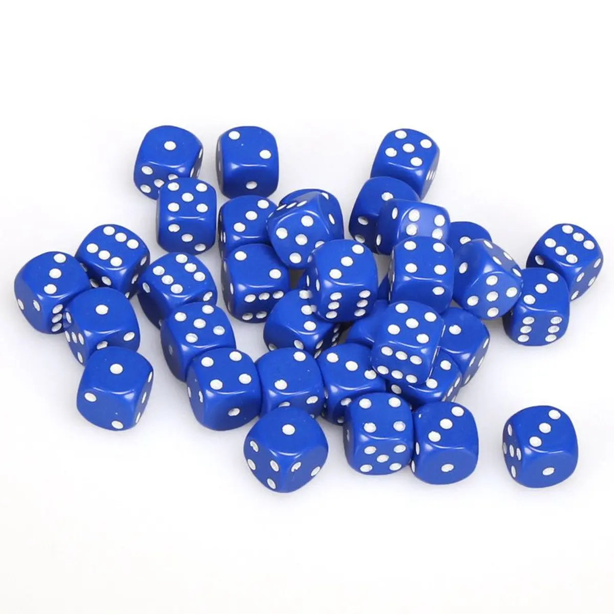 Chessex Opaque Blue/White 12mm d6 Dice Block (36 dice) Moonveil Games
