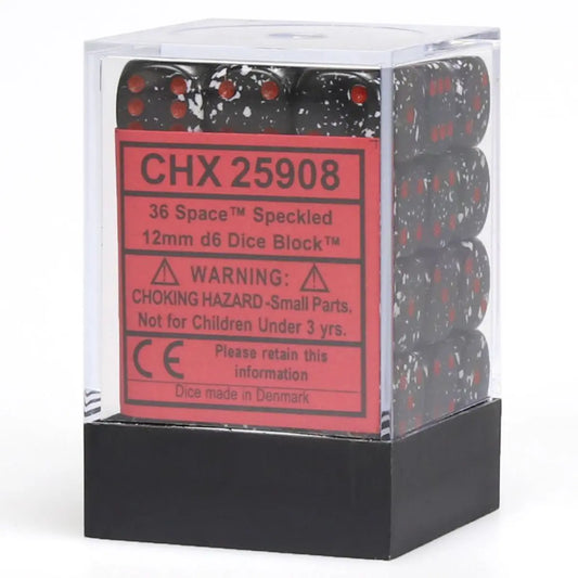 Chessex Speckled Red/White 12mm d6 Dice Block (36 dice) Moonveil Games
