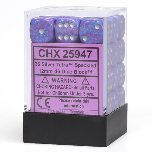 Chessex Speckled Silver Tetra 12mm d6 Dice Block (36 dice) Moonveil Games