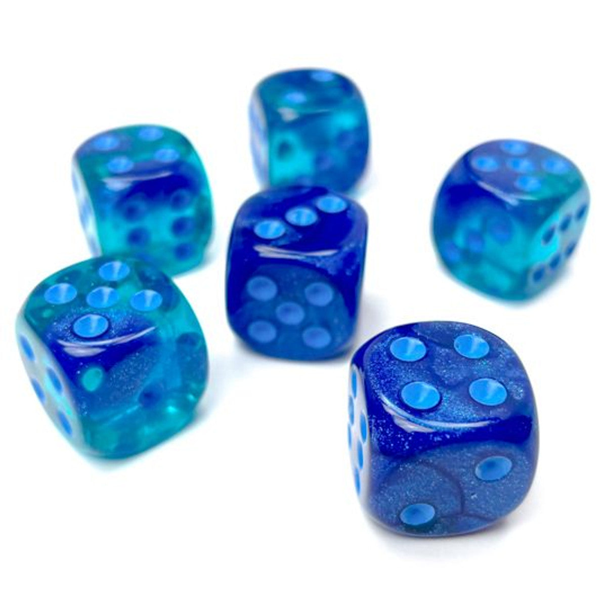 Chessex Gemini Blue/Light Blue 16mm d6 Dice Block (12 dice) Moonveil Games