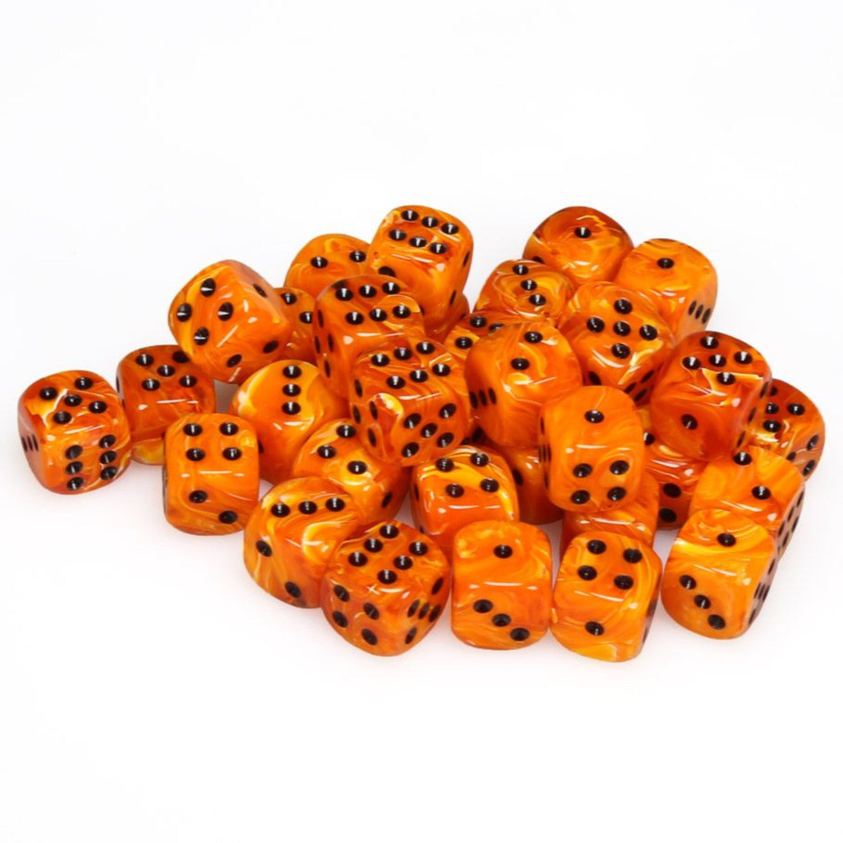 Chessex Vortex Orange with Black 12mm d6 Dice Block (36 dice)