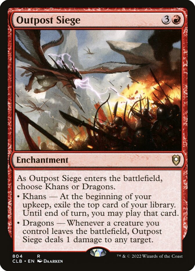 MTG Commander EDH Deck Firesong and Sunspeaker with 100 Magic Cards, featuring Outpost Siege card; custom-built by Moonveil Games for casual play.