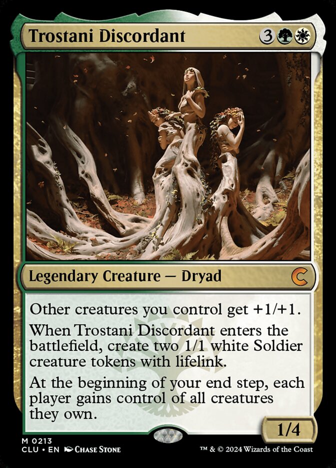 Magic: The Gathering Trostani Discordant card from custom Kudo, King Among Bears Commander deck, featuring dryads in a forest. Perfect for casual EDH play.