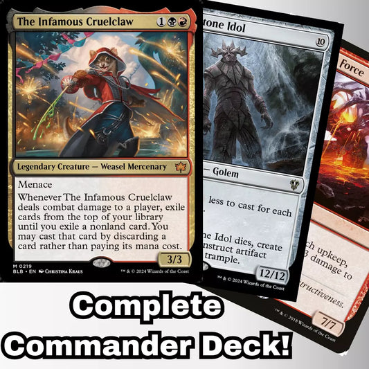 MTG Commander Deck EDH Deck Commander The Infamous Cruelclaw 100 Magic Cards Custom Deck Bloomburrow Rakdos