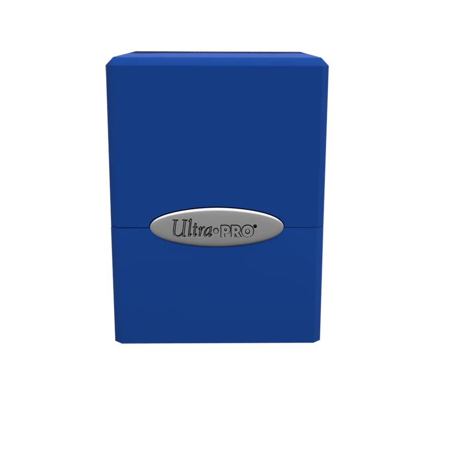 Ultra PRO: Satin Cube: Pacific Blue Deck Box holds 100+ trading cards with a durable design and snap-fit lock, perfect for MTG enthusiasts at Moonveil Games.