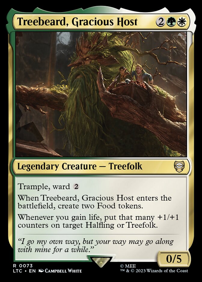 MTG Commander Deck with Treebeard, Gracious Host; features 100 cards centered on toughness strategy, custom-built by Moonveil Games for casual play.