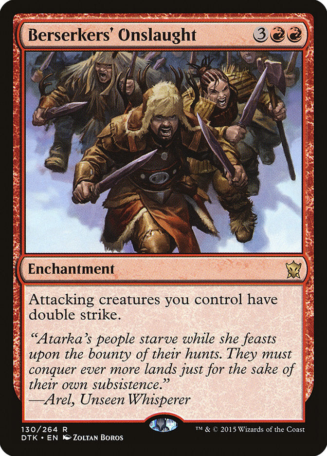 MTG Commander Deck featuring Bladewing, Deathless Tyrant from Moonveil Games, includes Berserkers' Onslaught enchantment. Custom-built for casual play, emphasizing zombies and dragons.