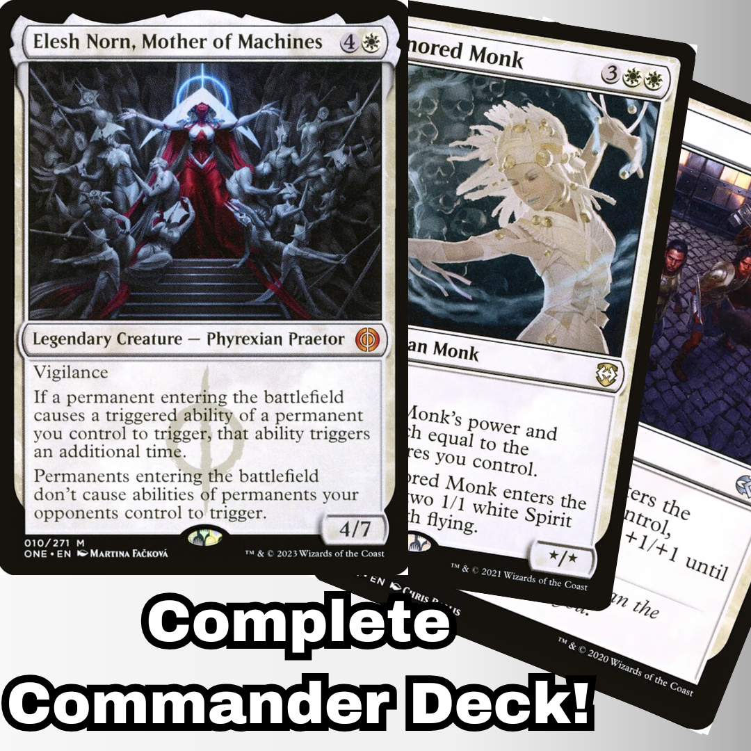 MTG Commander Deck EDH Deck Elesh Norn, Mother of Machines 100 Magic Cards Custom Deck Tokens Flicker Mono White