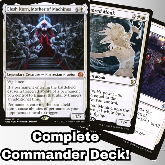 MTG Commander Deck EDH Deck Elesh Norn, Mother of Machines 100 Magic Cards Custom Deck Tokens Flicker Mono White