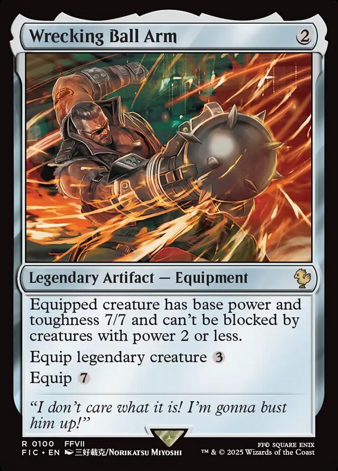 Magic: The Gathering card Wrecking Ball Arm, featuring Barret Wallace, part of the MTG Commander EDH Deck Kotis, the Fangkeeper by Moonveil Games.