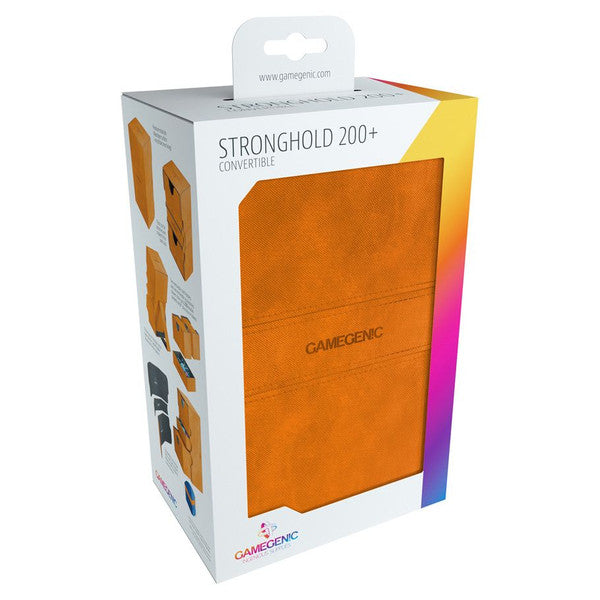 GameGenic Stronghold 200+ CONVERTIBLE Orange Deck Box Moonveil Games