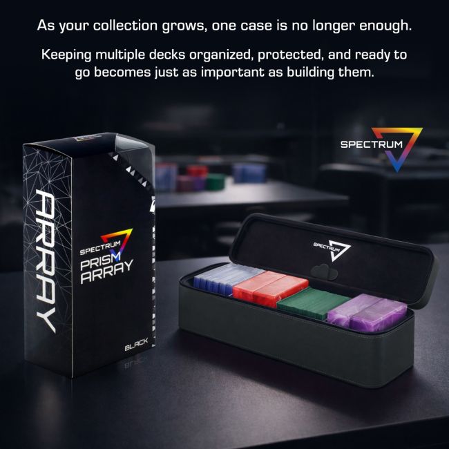 BCW Prism Deck Case - Array, a premium storage system with five deck boxes, designed for organizing and protecting multiple Commander decks for MTG players.