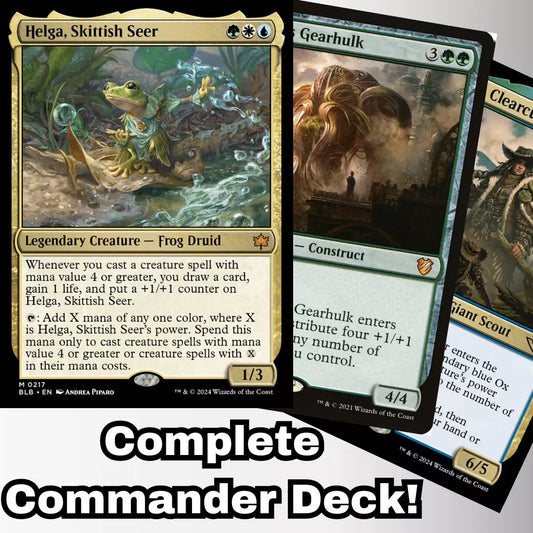 MTG Commander Deck EDH Deck Commander Helga, Skittish Seer 100 Magic Cards Custom Deck Bloomburrow Frog Bant Creatures Deck