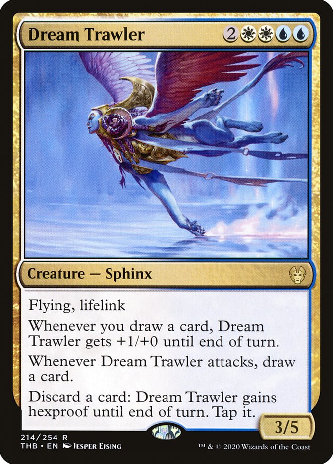 MTG Commander Deck EDH Deck featuring Dream Trawler in a custom 100-card setup, emphasizing life gain and mill strategies for casual play.