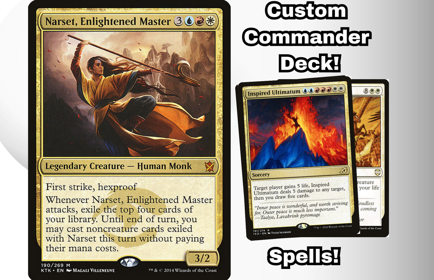 MTG Commander Deck EDH Deck Narset, Enlightened Master 100 Magic Cards Custom Deck Jeskai