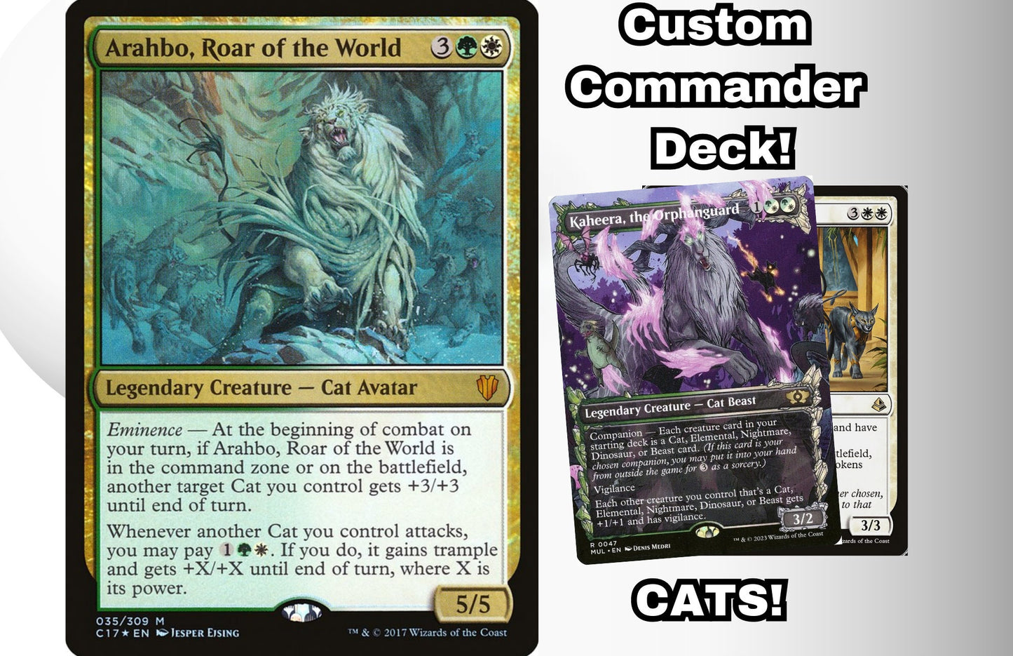 MTG Commander Deck Cats EDH Deck Arahbo, Roar of the World 100 Magic Cards Custom Deck Cat Tribal