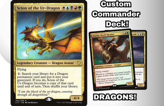 MTG Commander Deck EDH Deck Scion of the Ur-Dragon 100 Magic Cards Custom Deck Dragons 5 Color