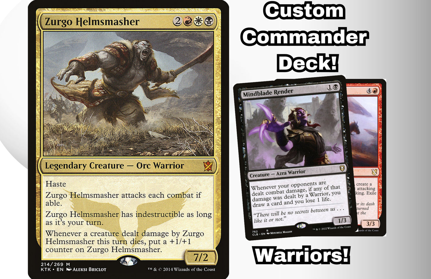 MTG Commander Deck EDH Deck Zurgo Helmsmasher 100 Magic Cards Custom Deck Warrior Deck