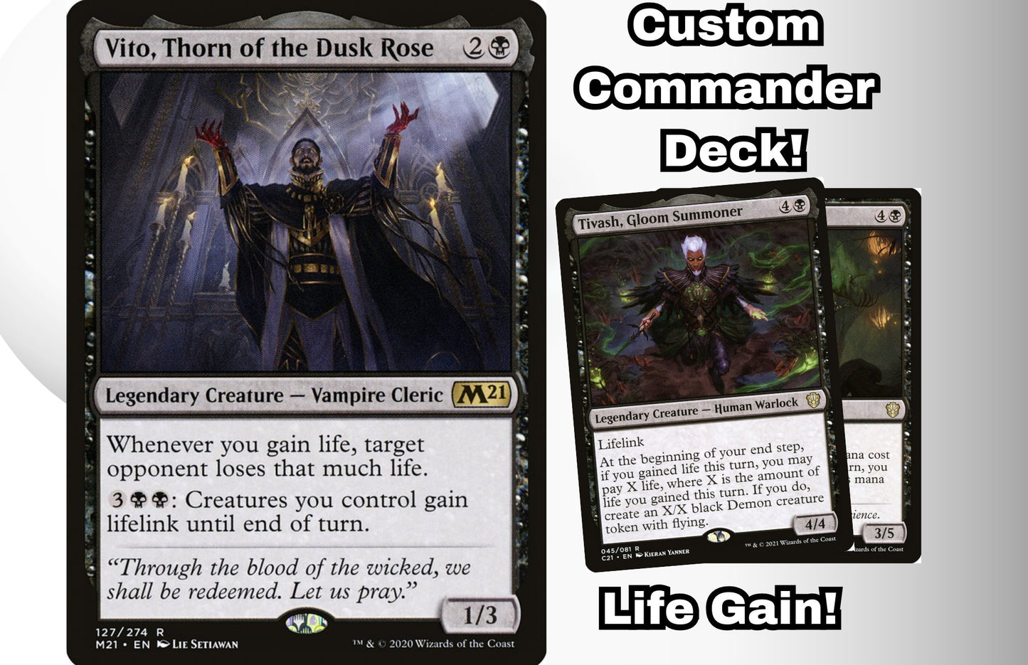 MTG Commander Deck EDH Deck Vito, Thorn of the Dusk Rose Magic Cards Custom Deck Life Gain Drain Vampire Cleric Commander