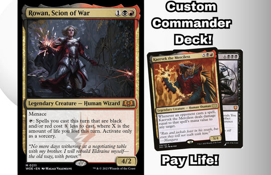 MTG Commander Deck EDH Deck Rowan, Scion of War 100 Magic Cards Custom Deck Pay Life Rakdos Wilds of Eldraine