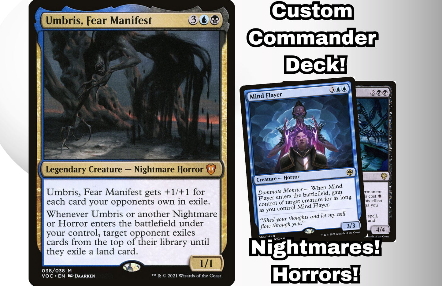 MTG Commander Deck EDH Deck Umbris, Fear Manifest 100 Magic Cards Custom Deck Nightmare & Horror Deck Dimir Mill Exile