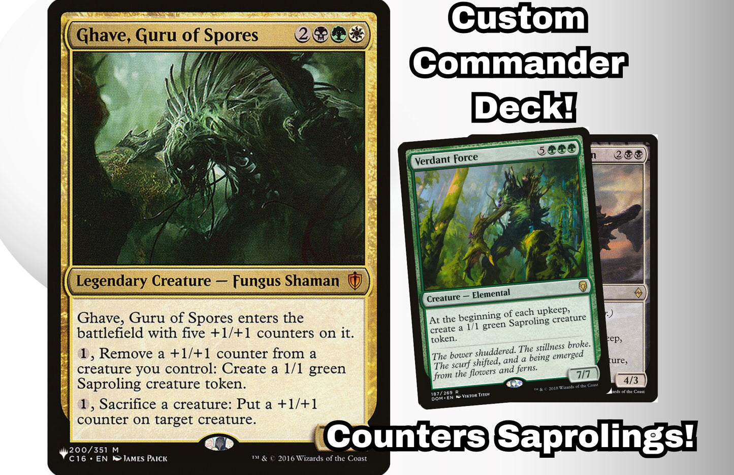 MTG Commander Deck EDH Deck Ghave, Guru of Spores 100 Magic Cards Custom Deck Tokens Saprolings Counters