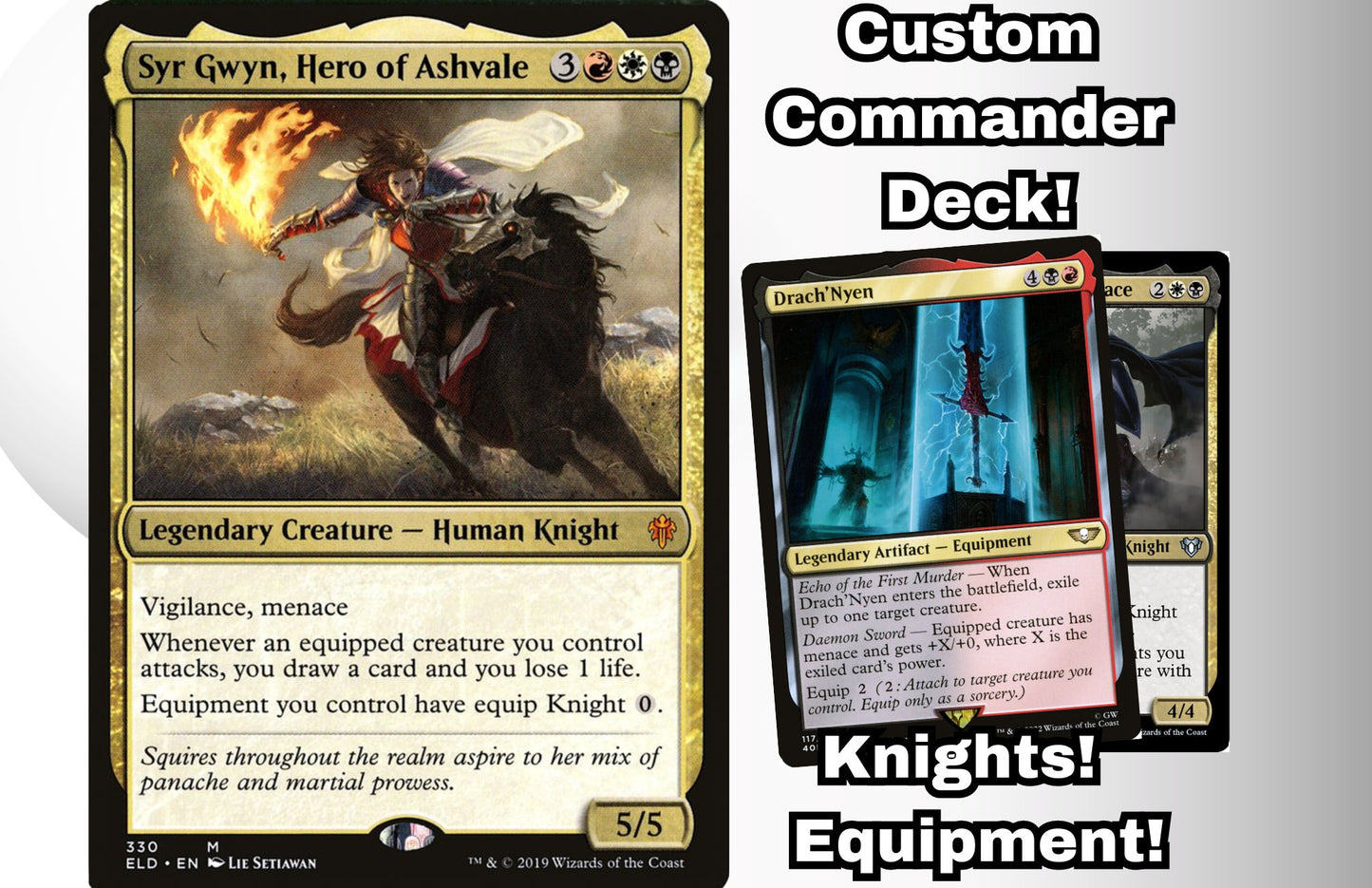 MTG Commander Deck EDH Deck Syr Gwyn, Hero of Ashvale 100 Magic Cards Custom Deck Knights Equipment