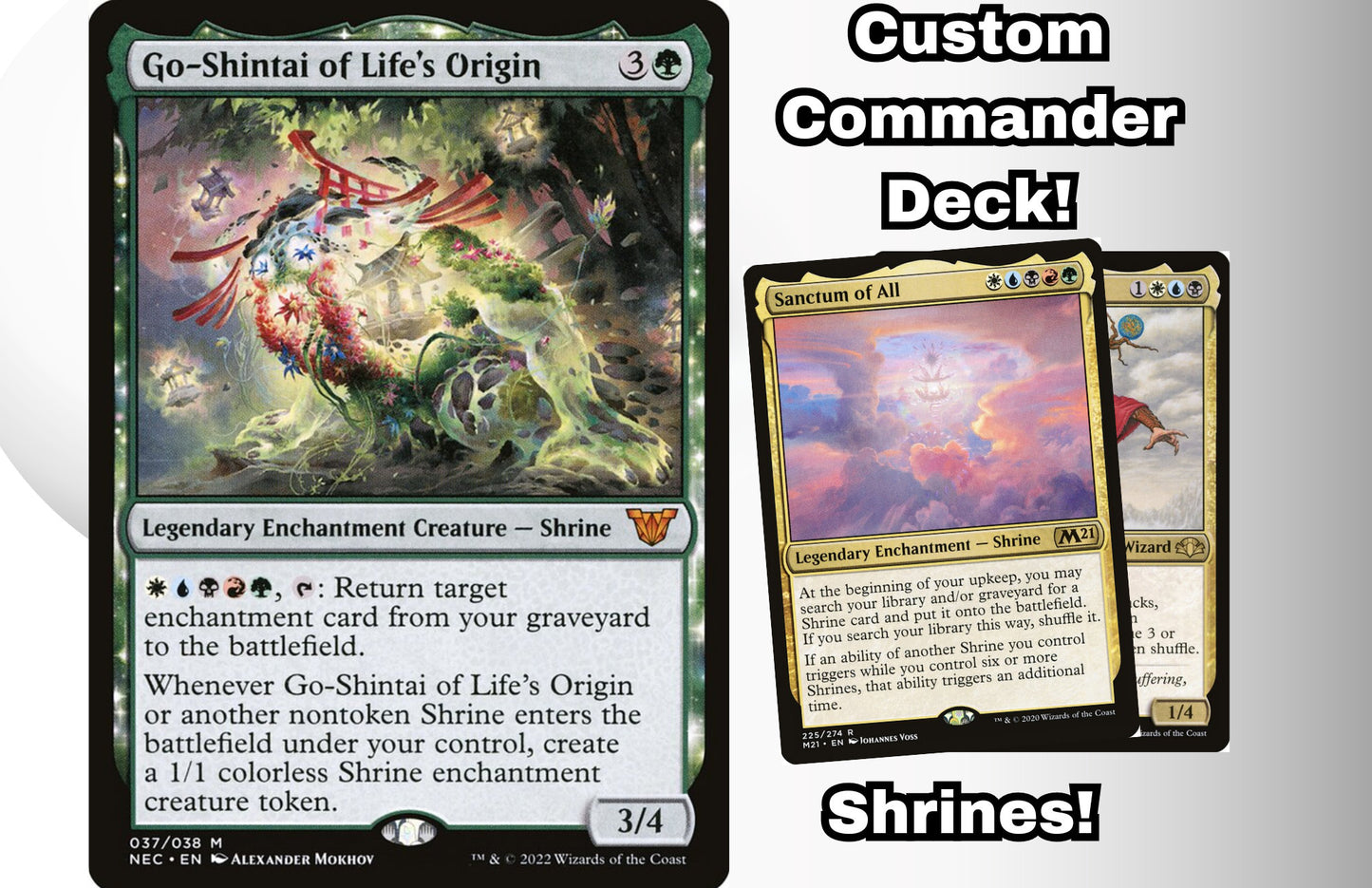 MTG Commander Deck EDH Deck Go-Shintai of Life's Origin 100 Magic Cards Custom Deck Shrines Enchantments 5 Color