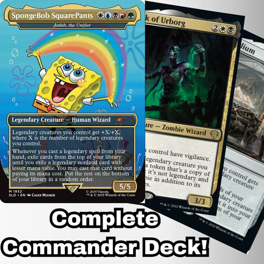 MTG Commander Deck EDH Deck SpongeBob SquarePants 100 Magic Cards Custom Deck 5 Color Legendary Creatures Legends 5 Color Jodah, the Unifier Moonveil Games