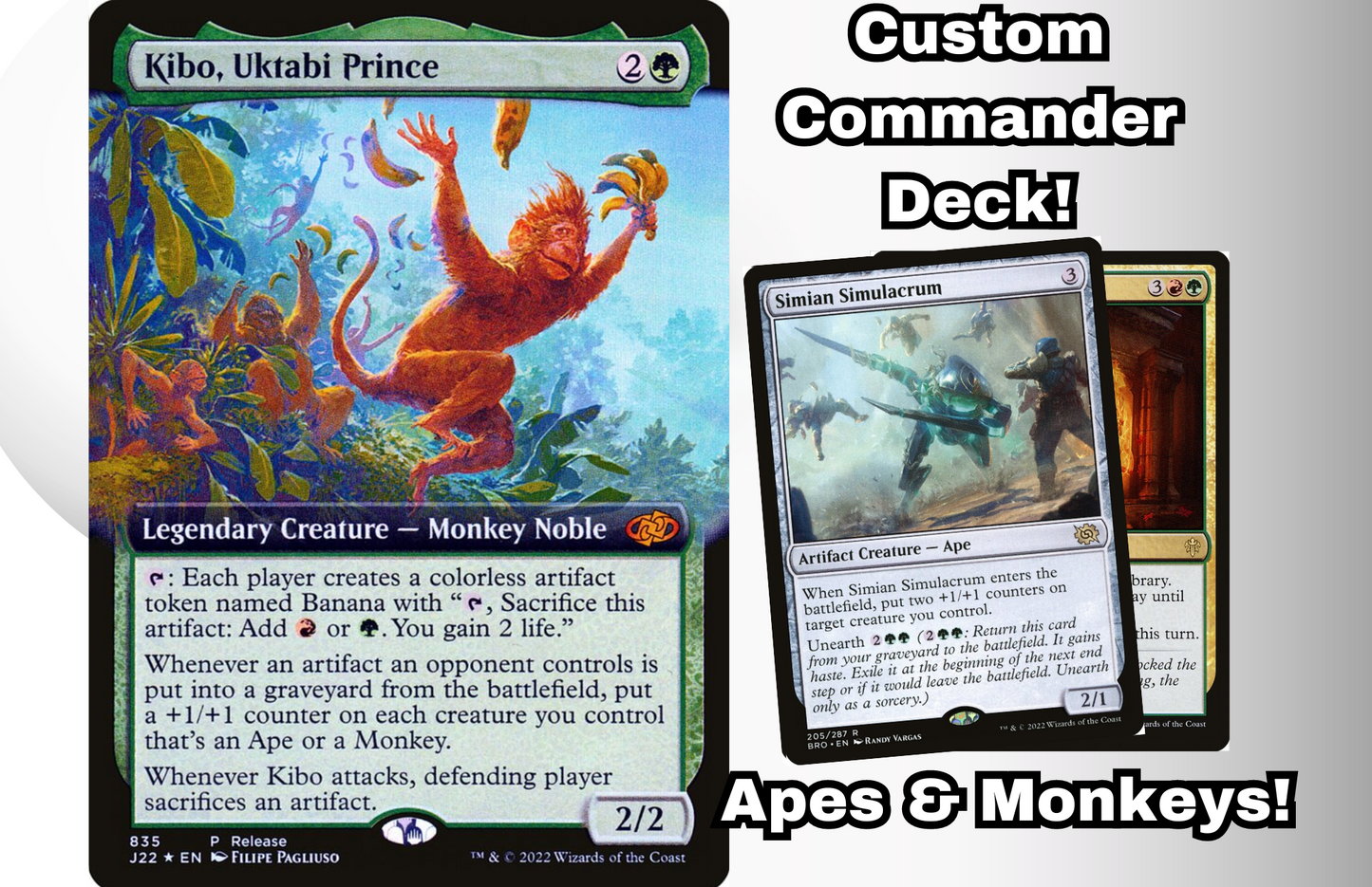 MTG Commander Deck EDH Deck Kibo, Uktabi Prince 100 Magic Cards Custom Deck Apes & Monkeys!  Bananas!