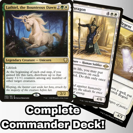 MTG Commander Deck EDH Deck Lathiel, the Bounteous Dawn 100 Magic Cards Custom Deck Life Gain Selesnya Counters Moonveil Games