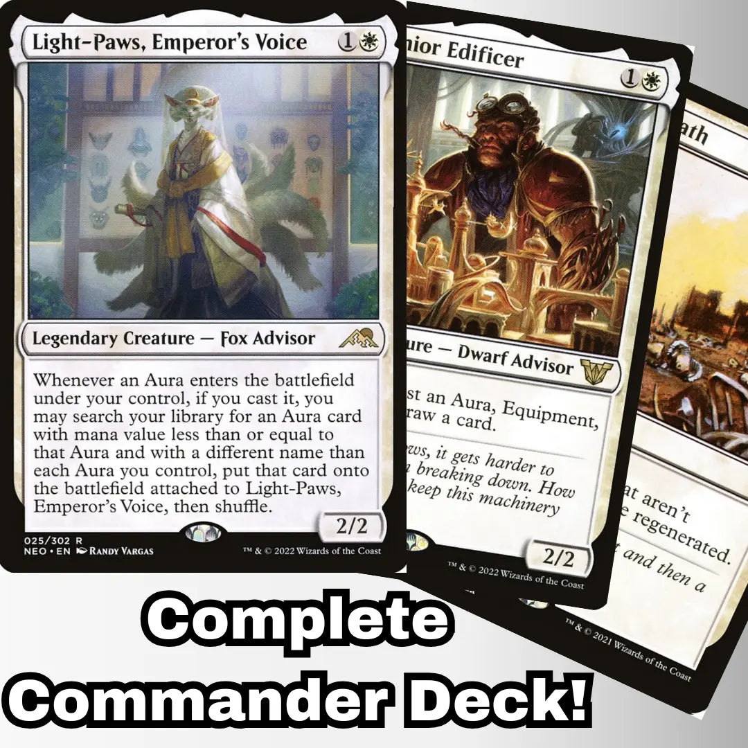 MTG Commander Deck EDH Deck Light-Paws, Emperor's Voice 100 Magic Cards Custom Deck Auras Voltron White Moonveil Games