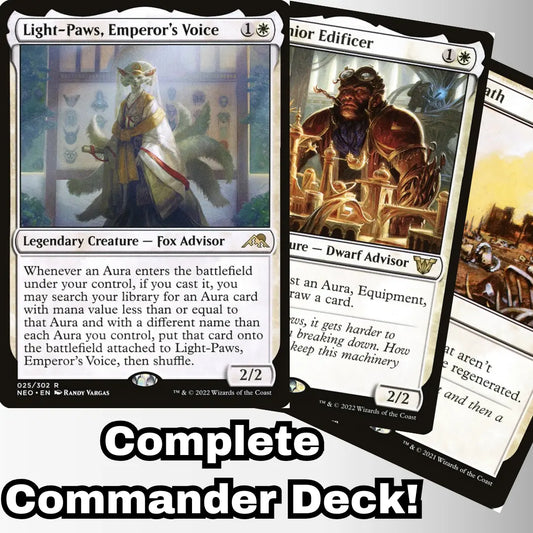 MTG Commander Deck EDH Deck Light-Paws, Emperor's Voice 100 Magic Cards Custom Deck Auras Voltron White Moonveil Games