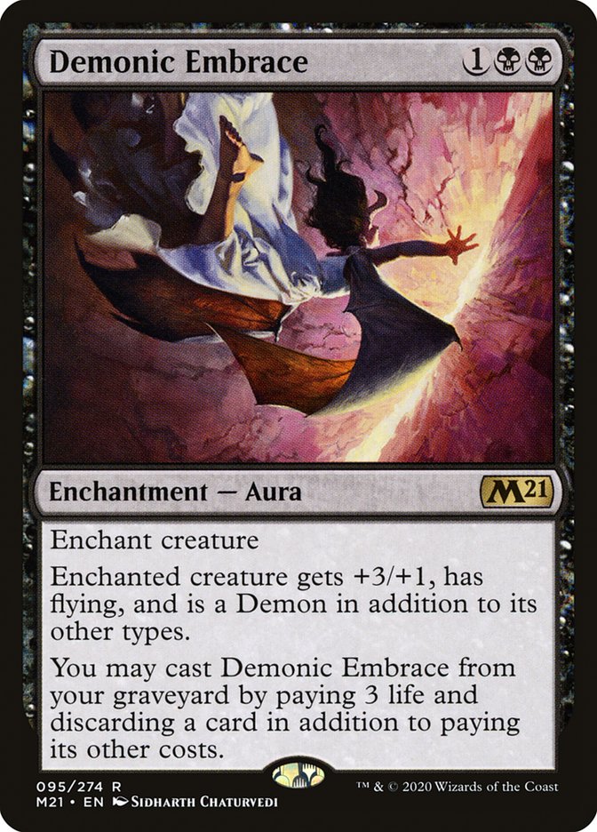 MTG Commander Deck featuring Eriette of the Charmed Apple, includes 100 cards with Demonic Embrace; custom-built by Moonveil Games for casual play.