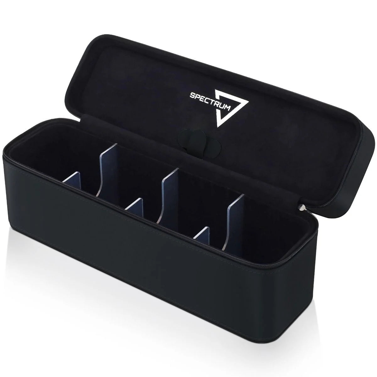 BCW Prism Deck Case - Array; black, zip-around storage with velvet lining, removable dividers, ideal for organizing trading cards and MTG accessories.