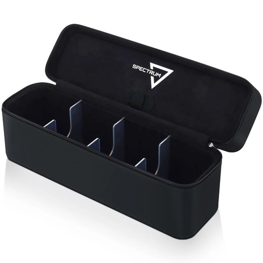 BCW Prism Deck Case - Array; black, zip-around storage with velvet lining, removable dividers, ideal for organizing trading cards and MTG accessories.