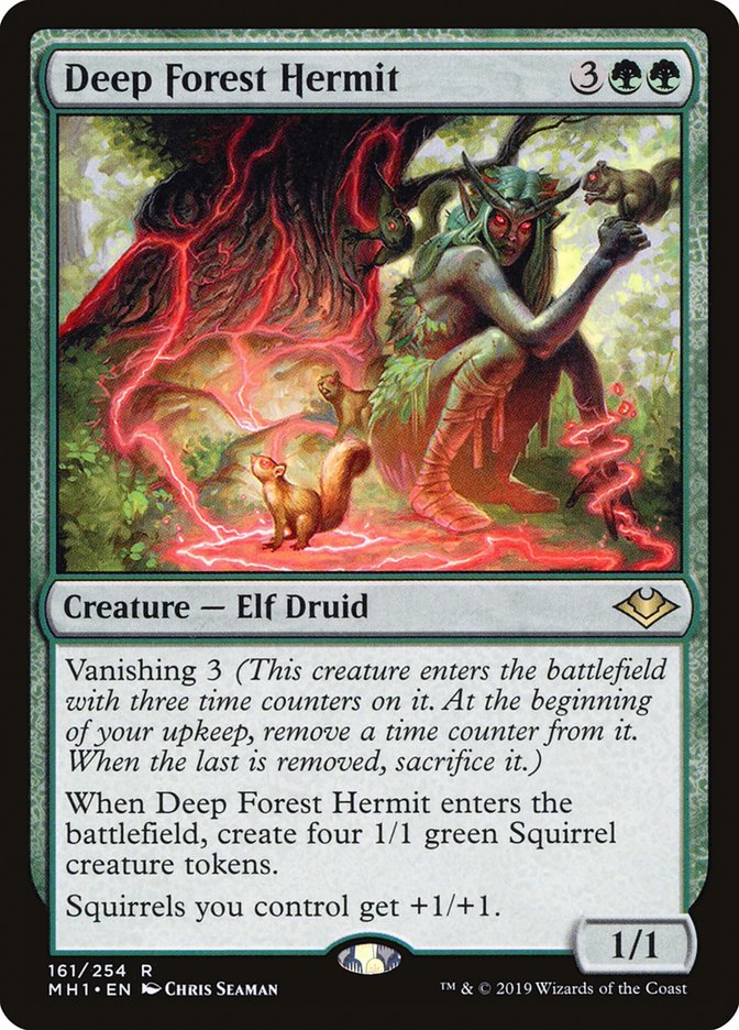 MTG Commander Deck featuring Deep Forest Hermit card, part of a 100-card custom-built deck themed around Mike and Will from Stranger Things.