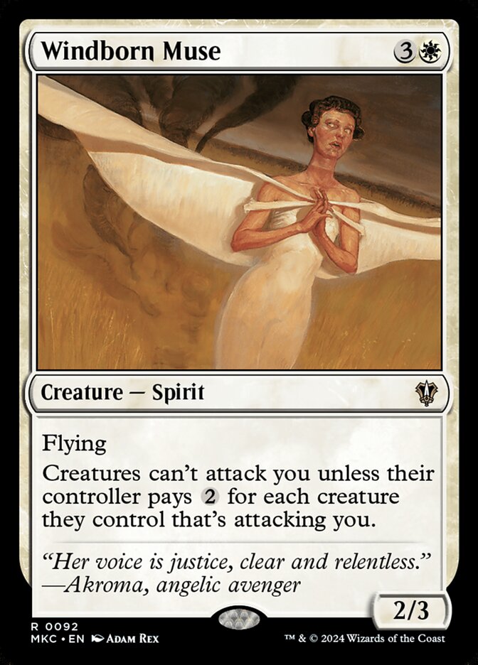 Magic: The Gathering Windborn Muse card in the MTG Commander Deck EDH Deck Sen Triplets, showcasing its flying ability and defensive creature ability.