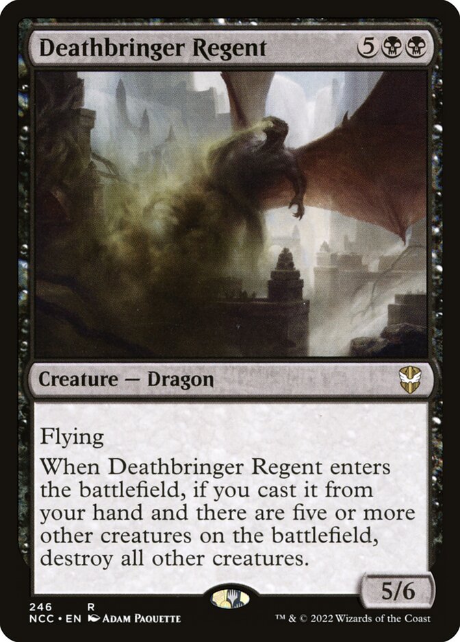 MTG Commander Deck featuring Bladewing, Deathless Tyrant, includes Deathbringer Regent card, designed for casual play with zombie and dragon themes.
