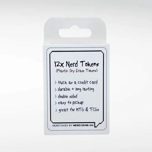 Nerd Gear NerdTokens - Extra Thick Dry Erase Tokens for MTG - 12 Pack, featuring durable, double-sided plastic tokens ideal for Magic: The Gathering and other trading card games.
