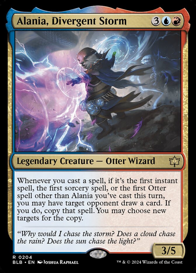 MTG Commander Deck: Alania, Divergent Storm, featuring Izzet Storm strategy with an Otter Wizard, perfect for casual EDH play by Moonveil Games.