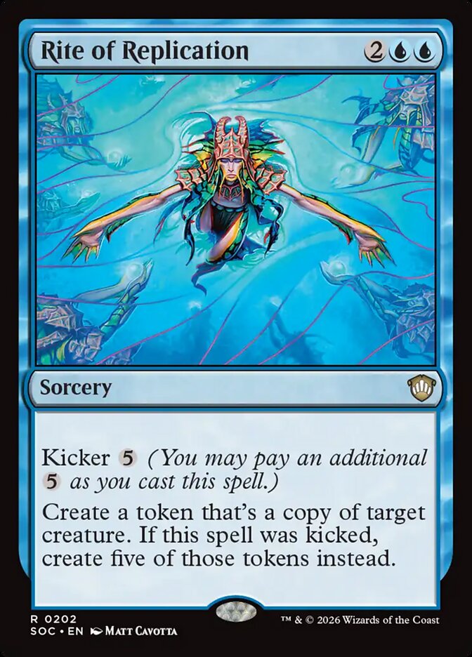 Magic: The Gathering card Rite of Replication from the custom Commander Deck Quandrix, the Proof, featuring powerful token-creating abilities for casual EDH play.