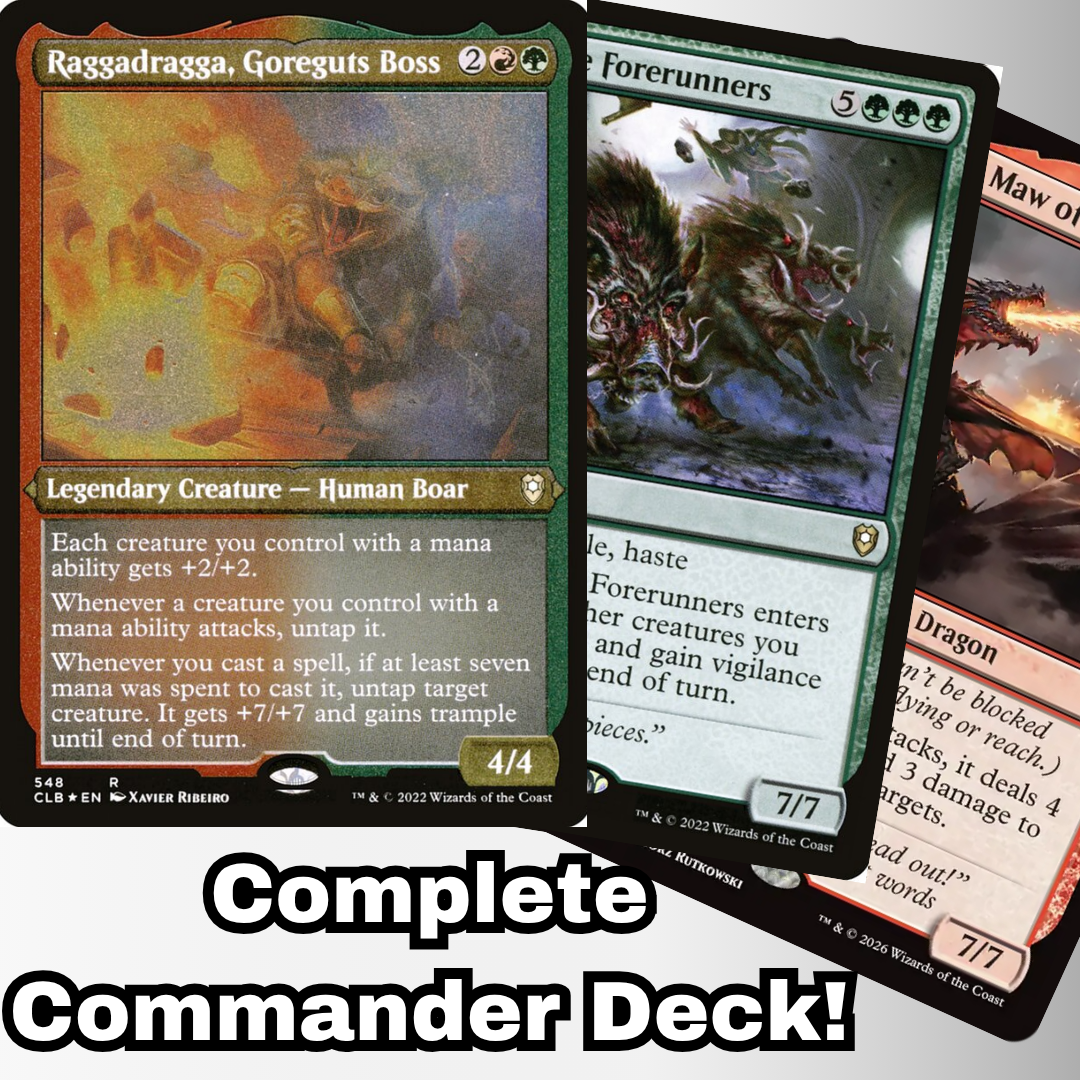 MTG Commander Deck EDH Deck Raggadragga, Goreguts Boss 100 Magic Cards Custom Deck Mana Creatures Gruul