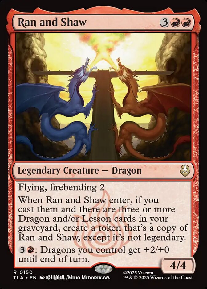 MTG Commander EDH Deck Iroh, Grand Lotus 100 Cards Custom Deck featuring Ran and Shaw card with dragons, designed for casual play by Moonveil Games.