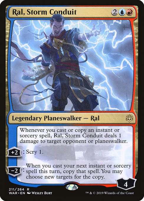 MTG Commander Deck featuring Ral, Storm Conduit with 100 custom Grixis cards, perfect for budget-friendly, spell-focused gameplay.
