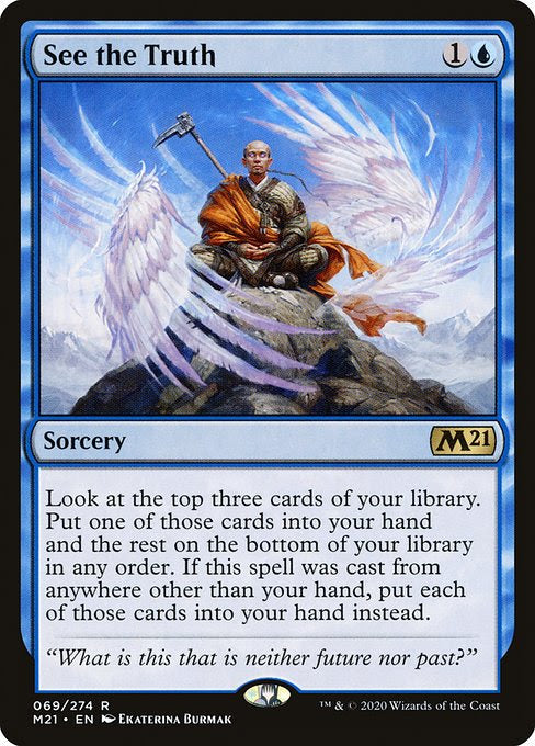 Magic: The Gathering card See the Truth from Core Set 2021, featuring a monk on a rocky outcrop, included in the MTG Commander Deck EDH Grixis.