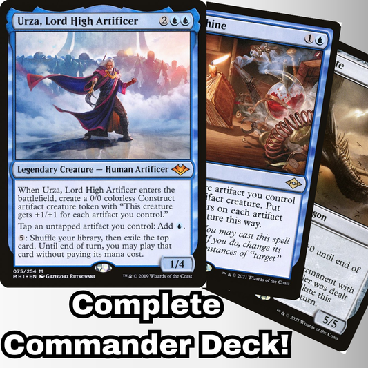 Custom Commander Deck Urza, Lord High Artificer 100 Magic Cards EDH MTG Blue Artifacts