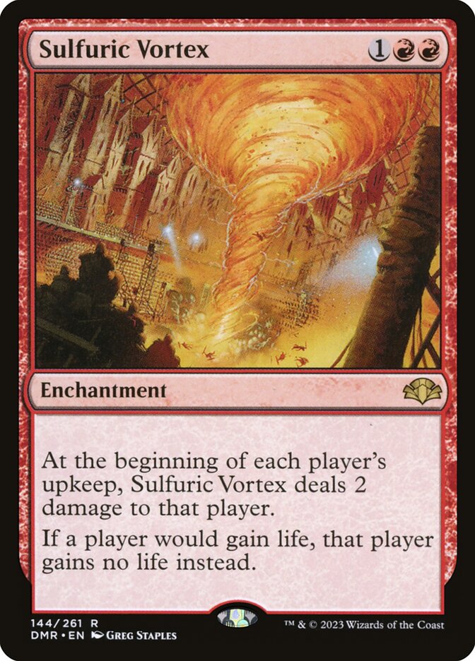 Magic: The Gathering card Sulfuric Vortex, an enchantment featured in the MTG Commander EDH Deck Valgavoth, Harrower of Souls 100 Cards Custom Deck Rakdos.