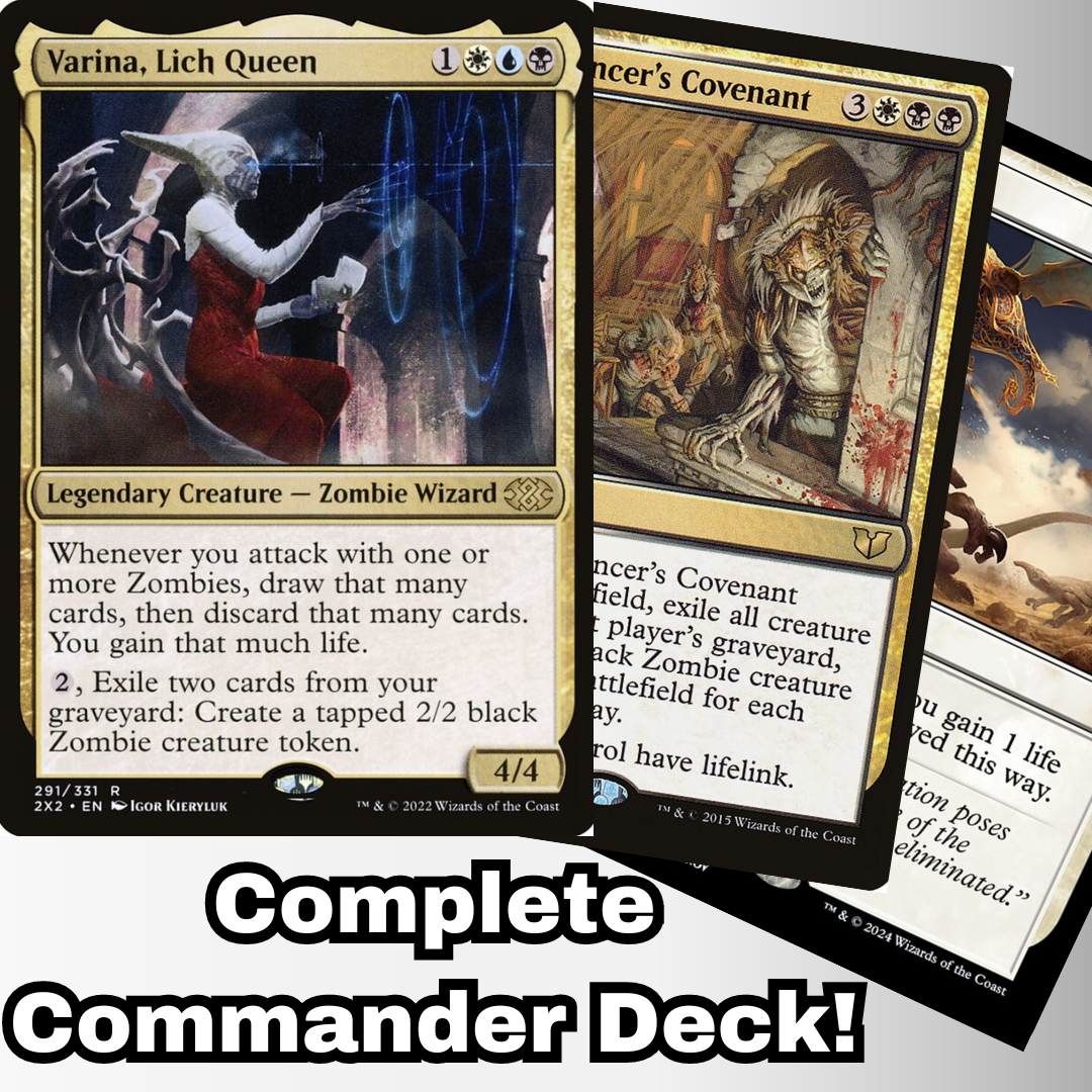 MTG Commander Deck EDH Deck Varina, Lich Queen 100 Magic Cards Custom Deck Zombies Zombie Deck